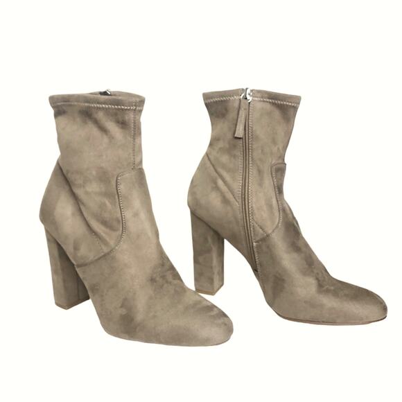 Steve Madden Heeled Sock Boot Tan Suede Almond Toe 10 - Picture 1 of 12